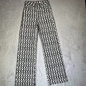H&M Divided Jeans Womens US 2 Black White Wavy Stripe High Waist Wide Leg Groovy